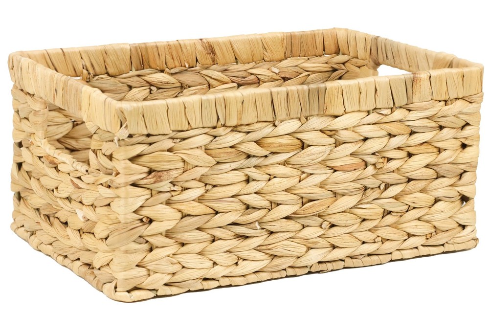 Wicker Basket, Water Hyacinth Baskets for Organizing, Rectangular Wicker Stor...