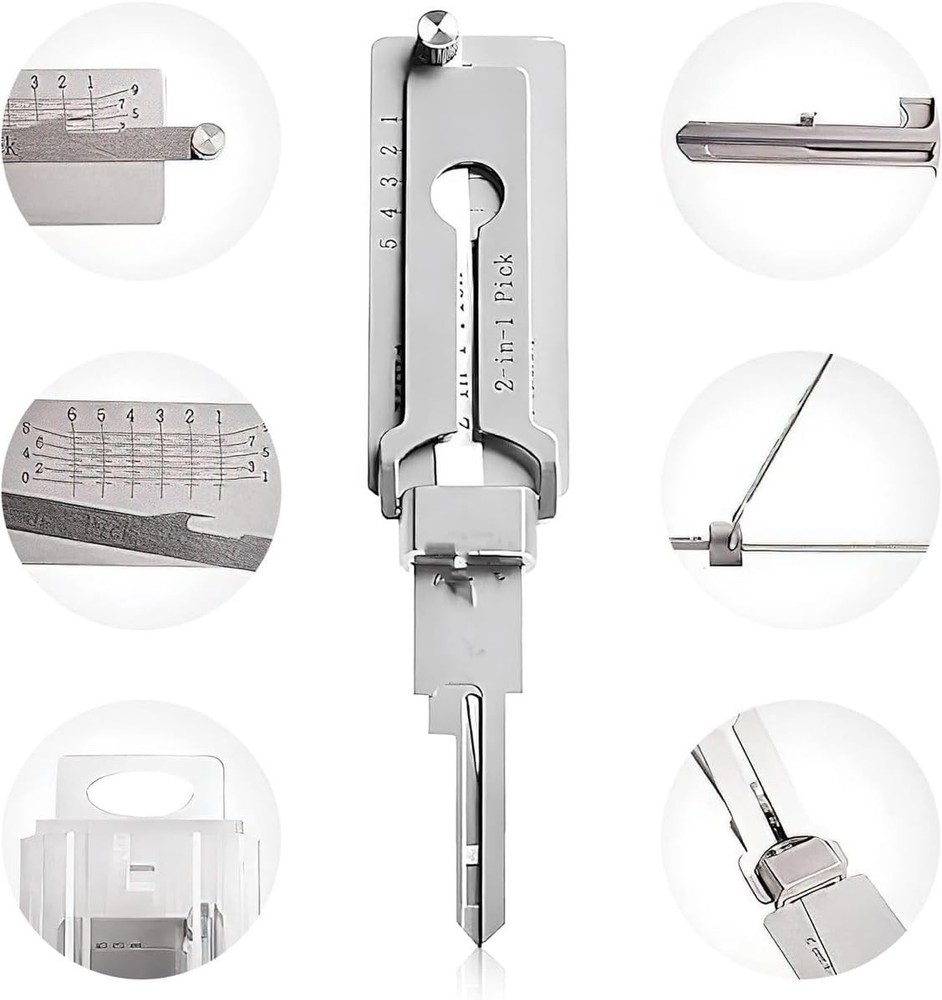 SS001 pro 2-in-1 Master Key Decoder Repair Tool, Stainless Steel Decoder Tool