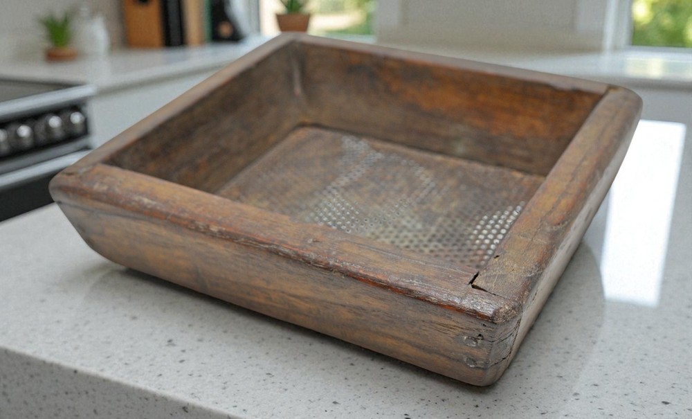 Antique Wooden Flour Filtering Tray Original Old Hand Crafted
