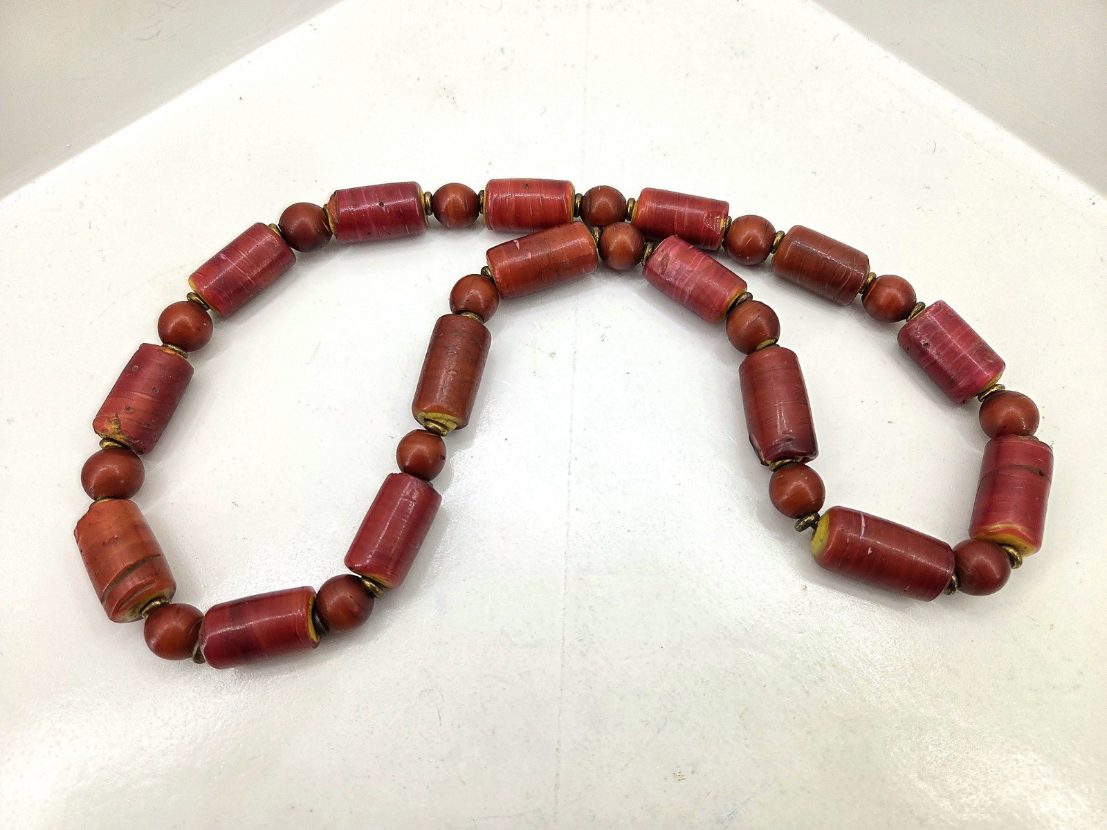 Hudson Bay Trade Bead Necklace Venetian Cornaline D'aleppo Yellow Core Antique B