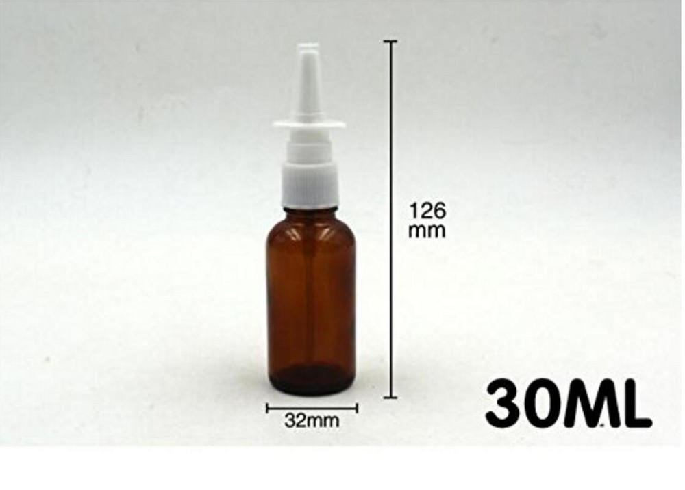 6PCS 30ml Amber Glass Nasal Sprayer Empty Bottle Refillable