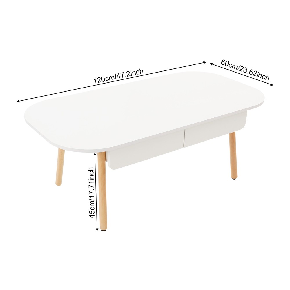 Coffee Table With Storage For Living Room Modern Solid Wood Coffee Table White
