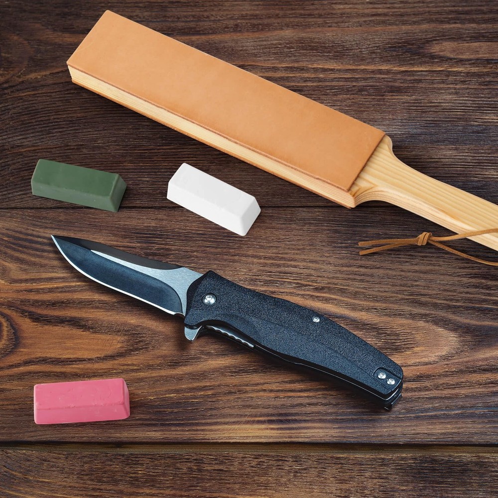 ANGERSTONE Double Side Leather Strop for medium, Light Yellow,Green,White,red
