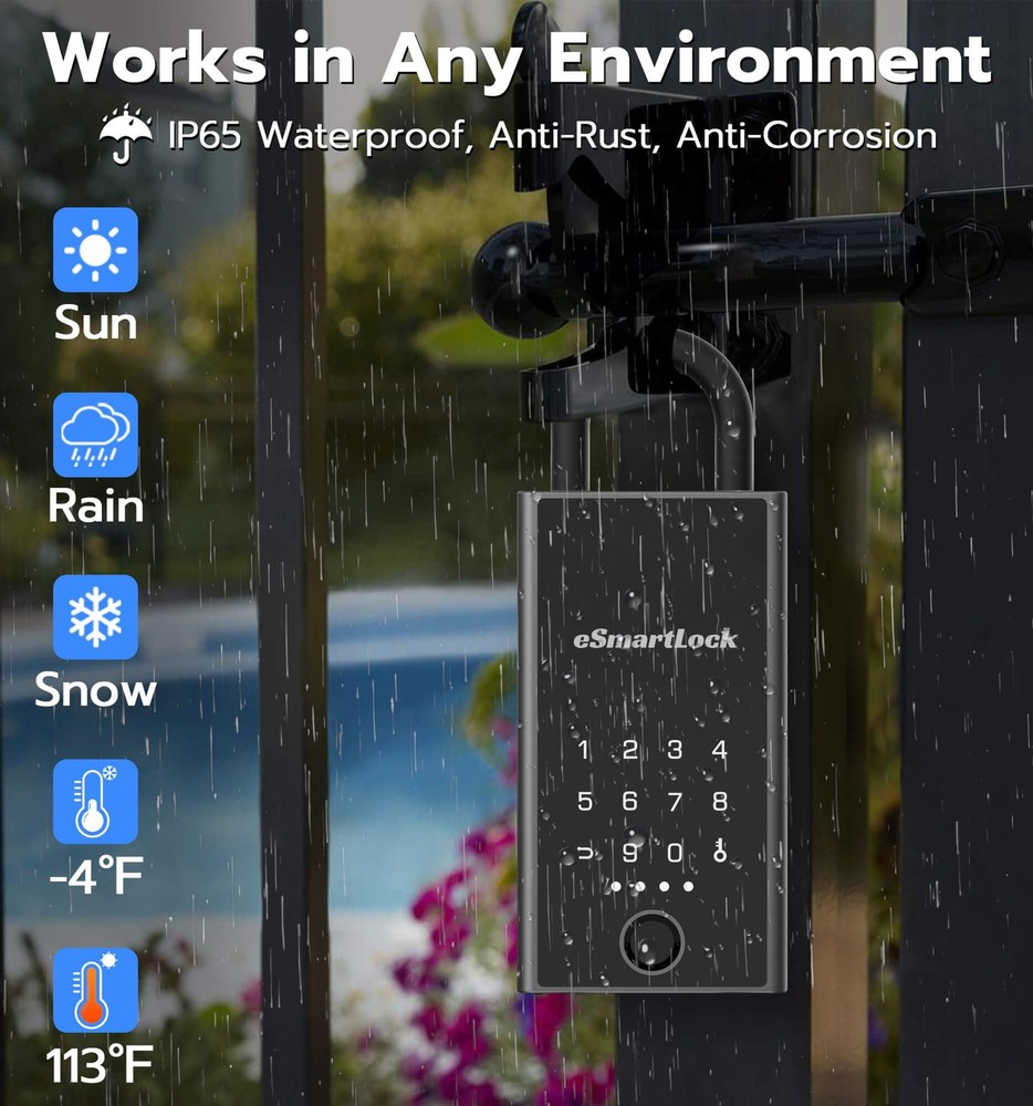 Lock Box for Keys with Code, Fingerprint Smart Bluetooth Key Hider, Outdoor W...