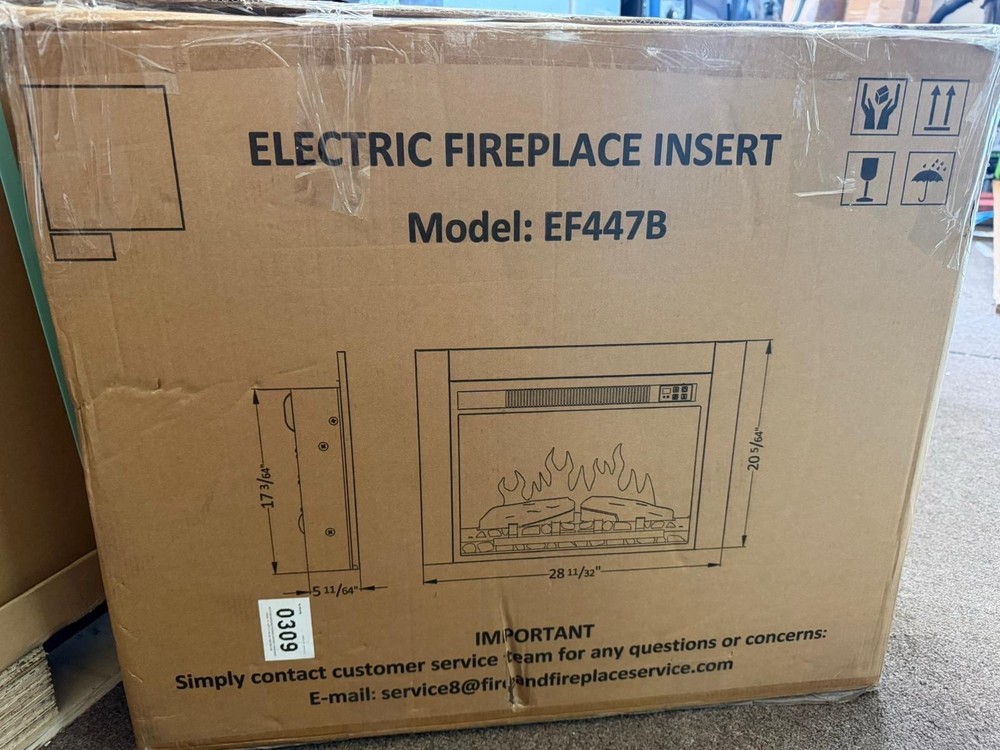 28.34 Black Electric Fireplace Insert Heater LED Flame Remote Control