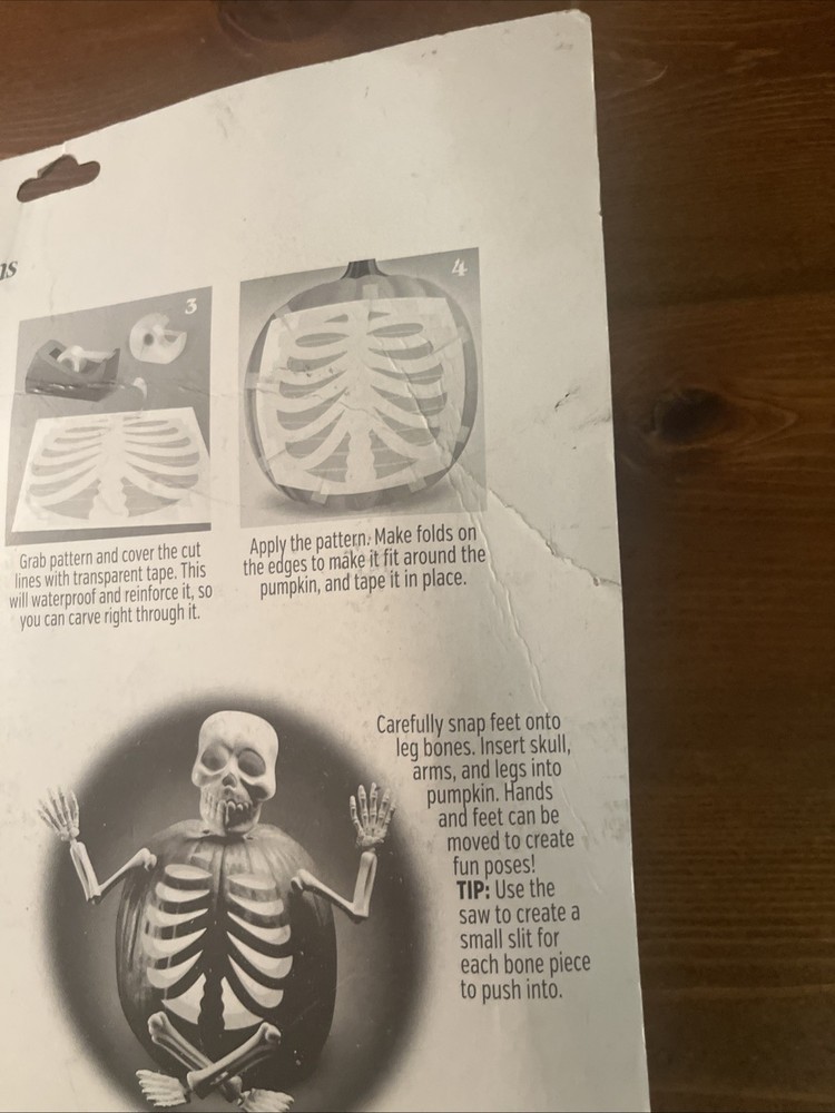 Skeleton Pumpkin Masters Funny Bones With Rib Cage Pattern 9 Piece Carving Kit