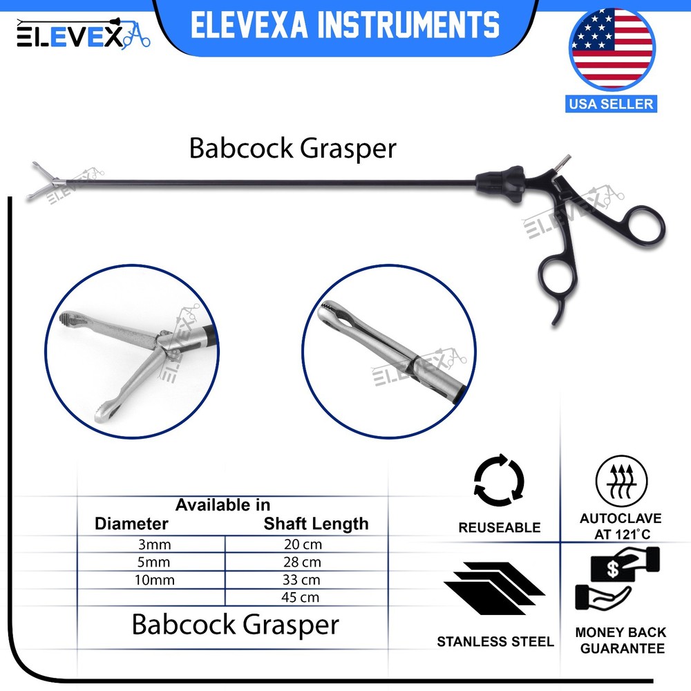 Laparoscopic Babcock Grasper 3mm 33cm Laparoscopy Double Action Grasping Forceps