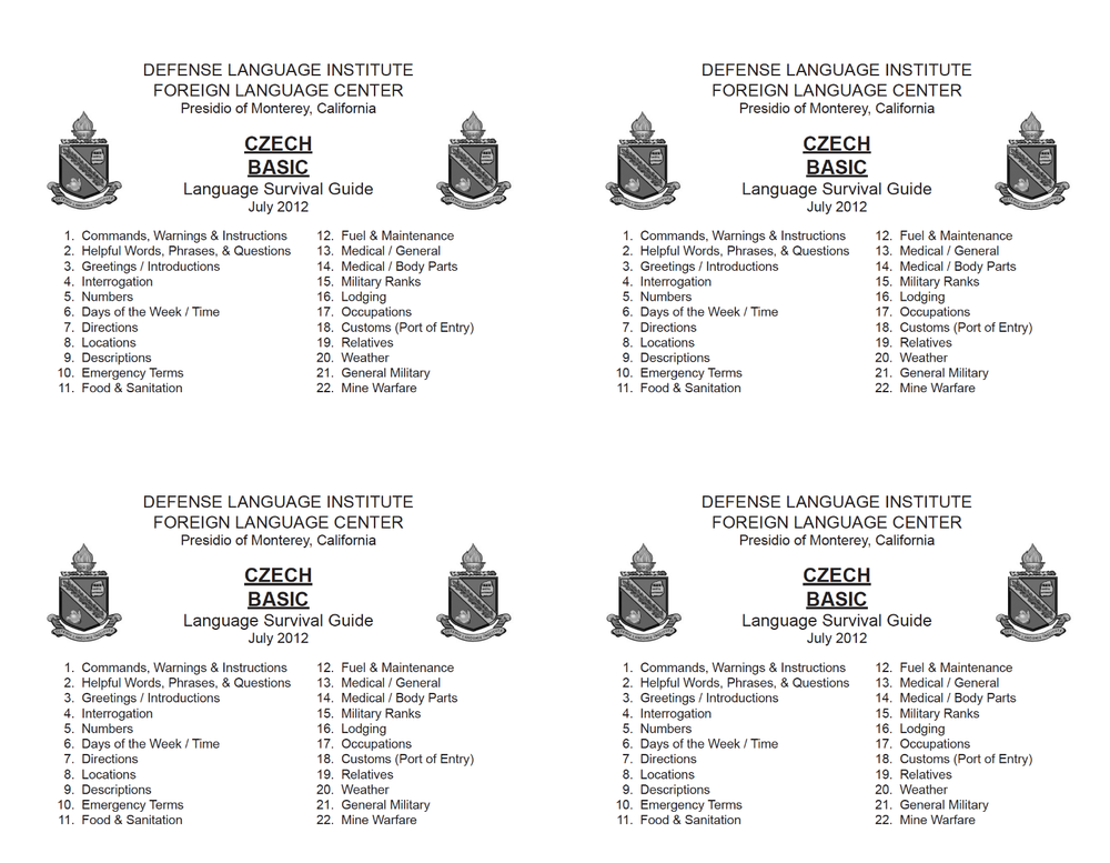 Defense Language Institute DLI BASIC CZECH Text & 600+ MP3 Audio CD