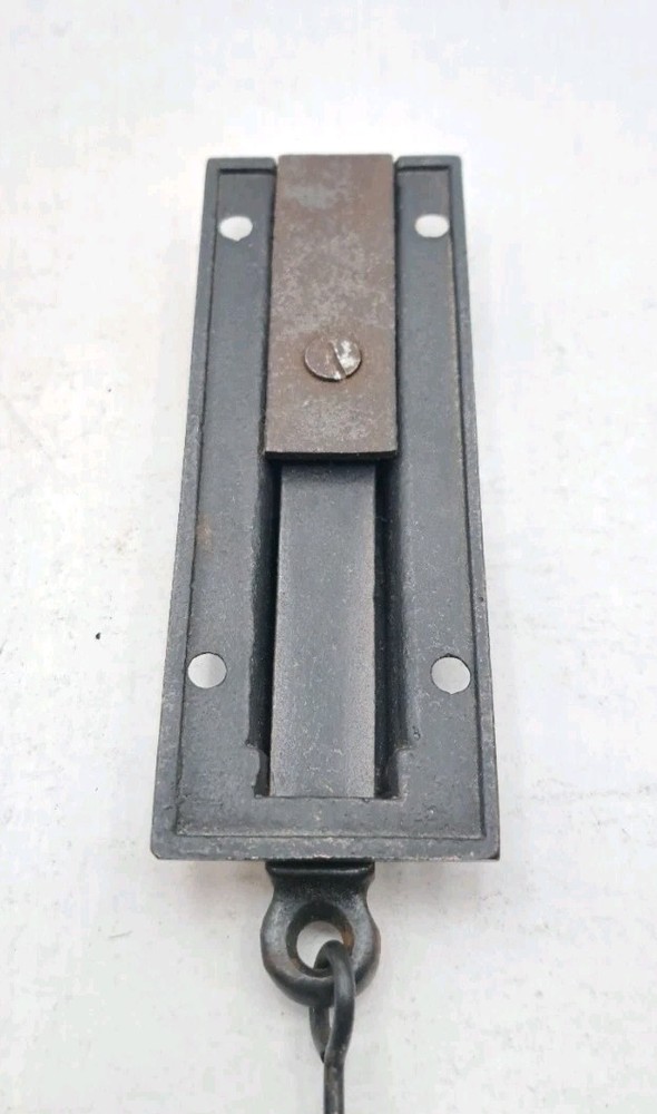 Antique Spring Loaded Latch Chain Pull Japanned Surface Mount Door Hardware