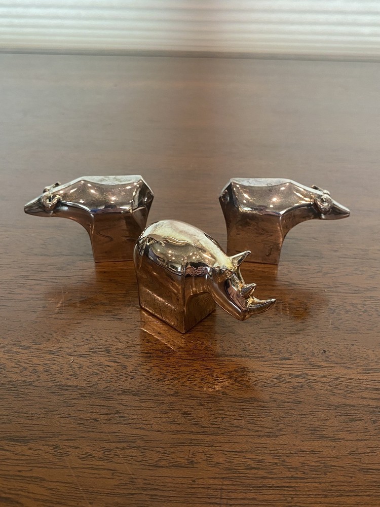 SET(3) VTG Dansk Designs GUNNAR CYREN Silver Plate Animal Paperweights JAPAN