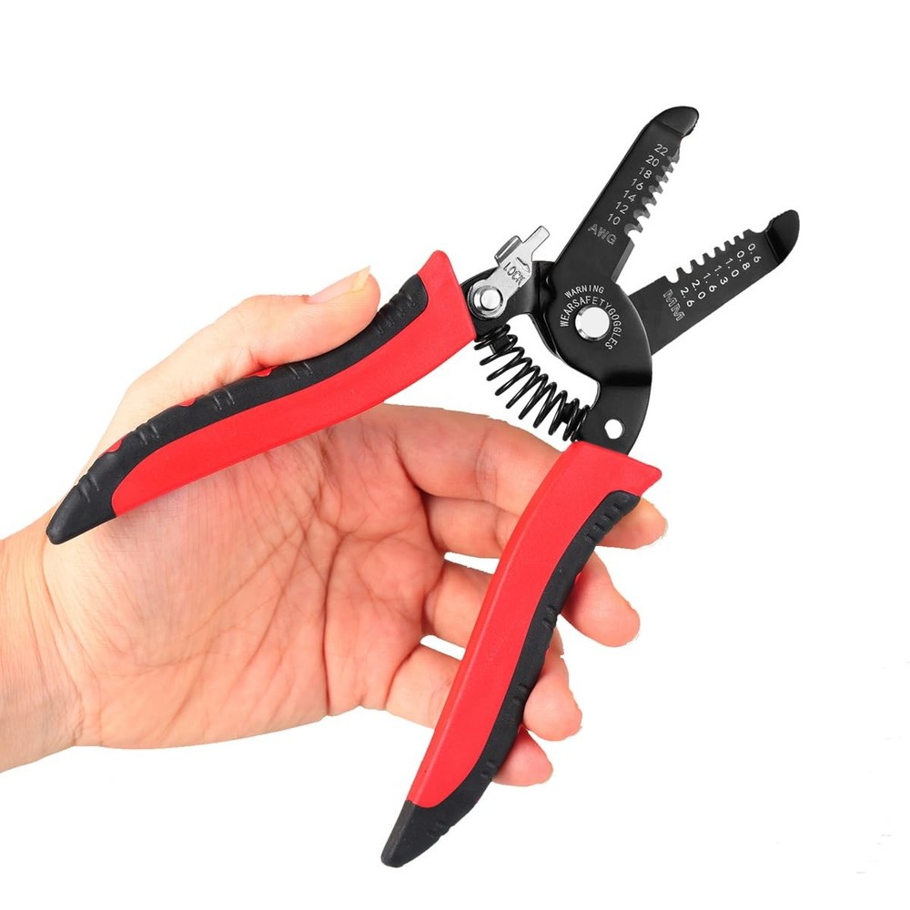 10-22 AWG Wire Stripper Cutter, Multifunctional Multi-Size Stripping Red