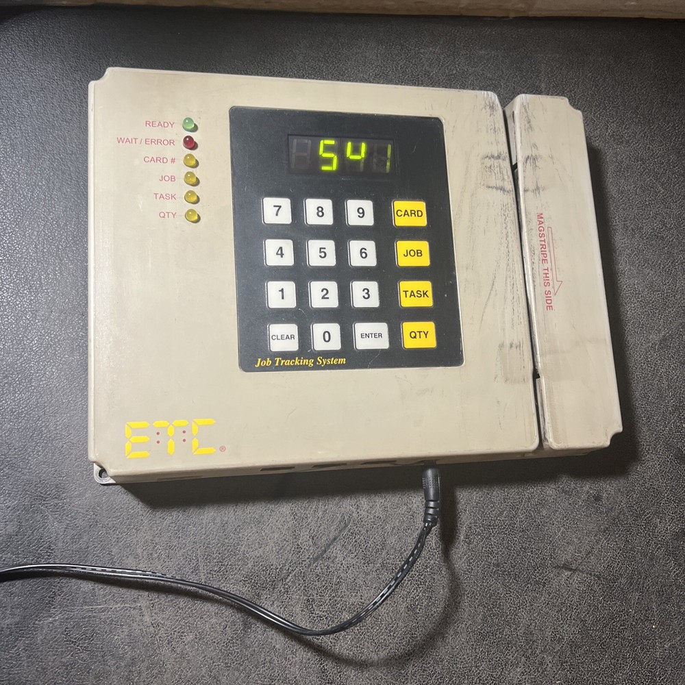 ETC MODEL 200 WORK TIME CLOCK CARD SWIPE JOB TRACKING SYSTEM  WITH DISC INSTRUCT
