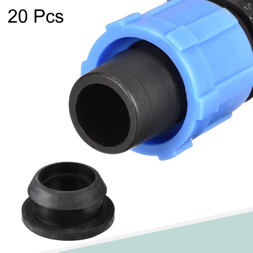 20pcs Drip Irrigation Coupling 16mm Barbed Locking Fitting with Washer Blue