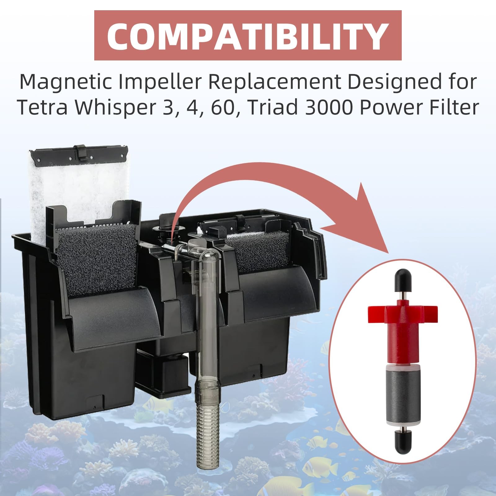 Impeller Assembly Replacement Part Compatible with Whisper 3, 4, White/Grey