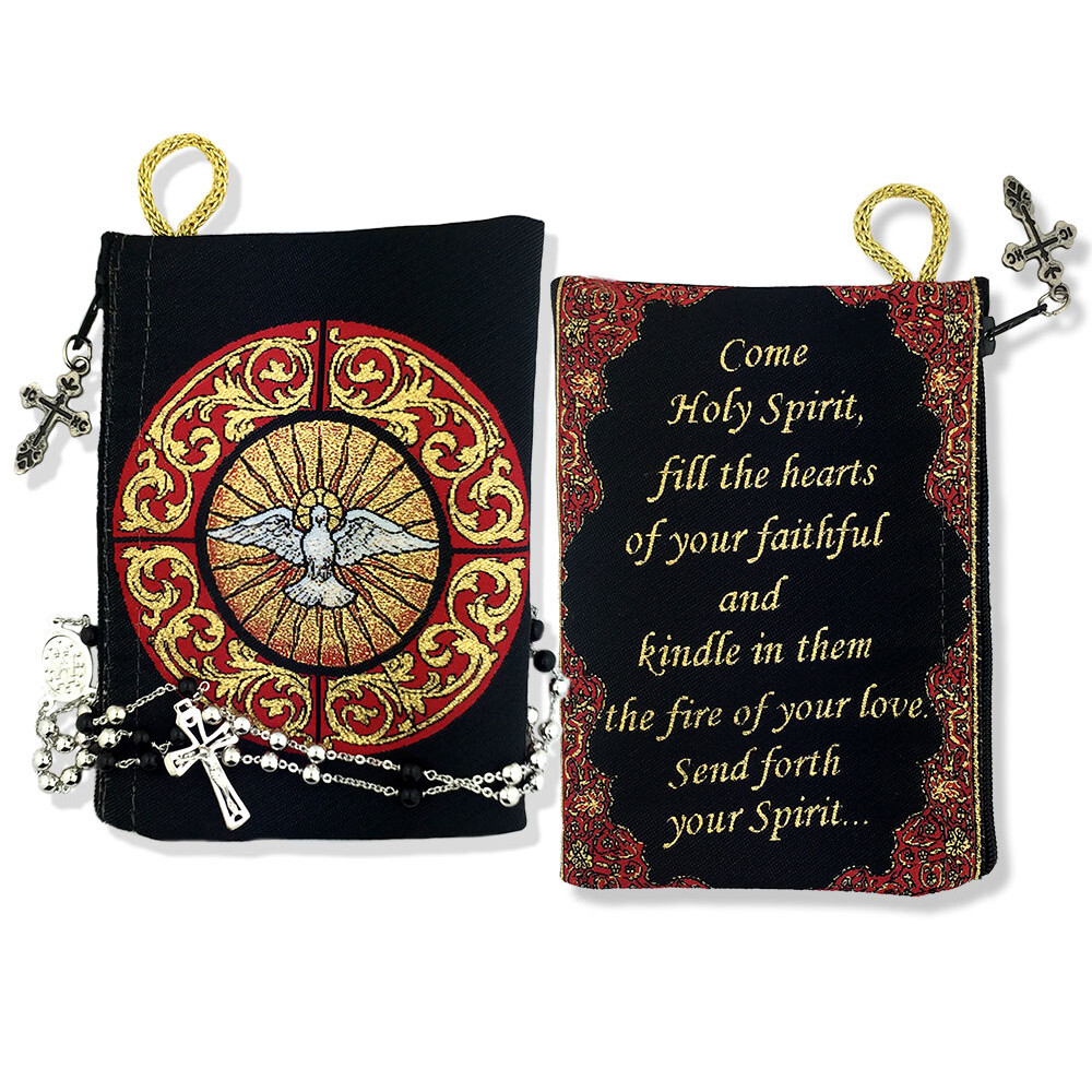 "Holy Spirit" Bernini Inspired Confirmation Keepsake Tapestry Pouch - Black/Red