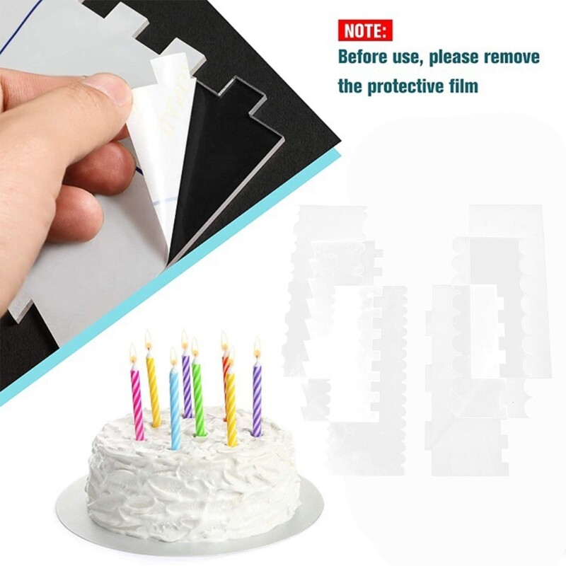 6Pcs Clear Acrylic Cake Scraper Set Decorating Comb Smoother Baking Tool