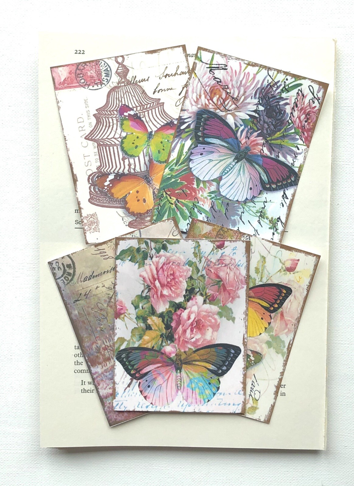 Junk journal Kit, 75+ Vintage Book Pages with Vintage Butterfly & Flower Prints