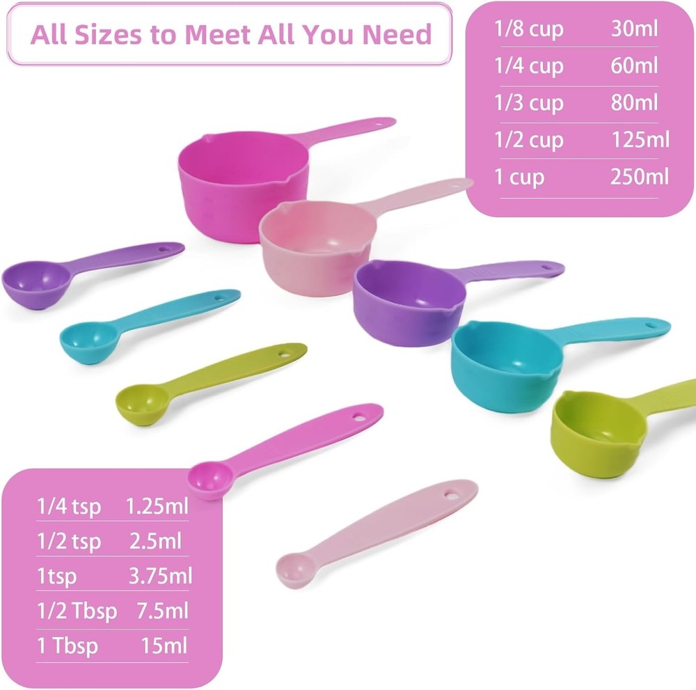 10PCS Measuring Cup & Spoon Set Stackable Nesting Cup Spoon Kitchen Baking Tools