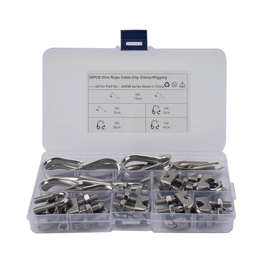 30PCS Car M6 Wire Rope Fixed Clamps with Triangular Ring Stainless Steel