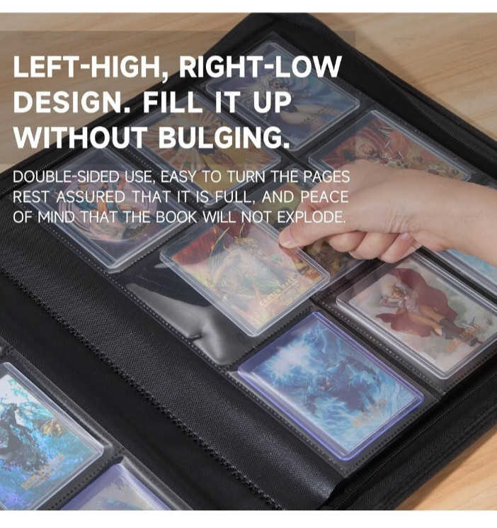 DRZERUI Toplaoder Binder 9 Pocket Toploader Binder Holds 288 Toploaders Black