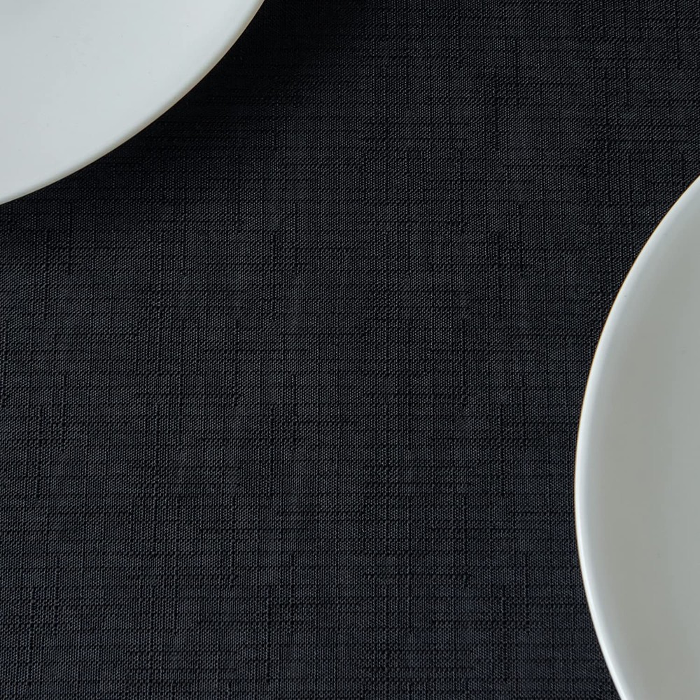 maxmill Faux Linen Textured Rectangle 84" x 60" (Rectangular), Black