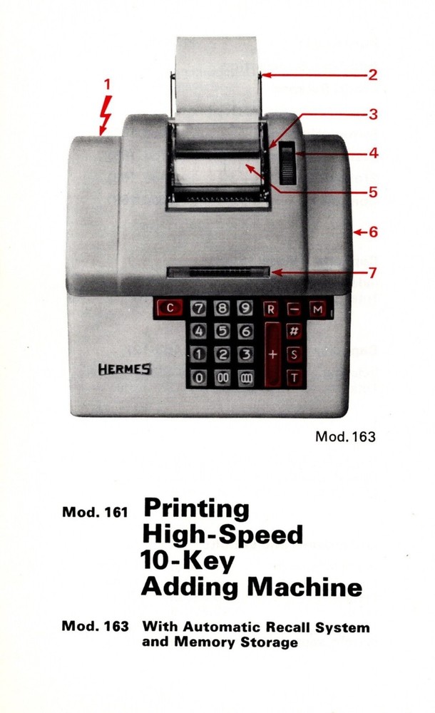 Original Hermes Model No.161 Calculator Instruction Manual Vtg Adding Machine