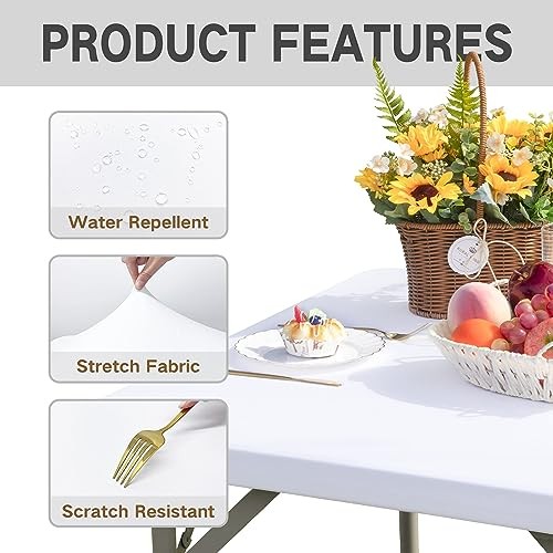 Square Fitted Table Cover Elastic Tablecloth Stretch 34" x 34" (Square) White