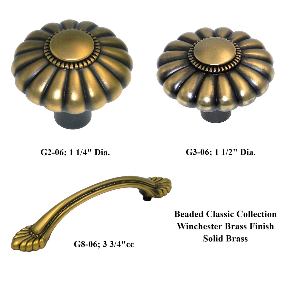 G2-06 Winchester Brass Solid Brass 1 1/4" Cabinet Knobs Pulls G2-06 Keeler