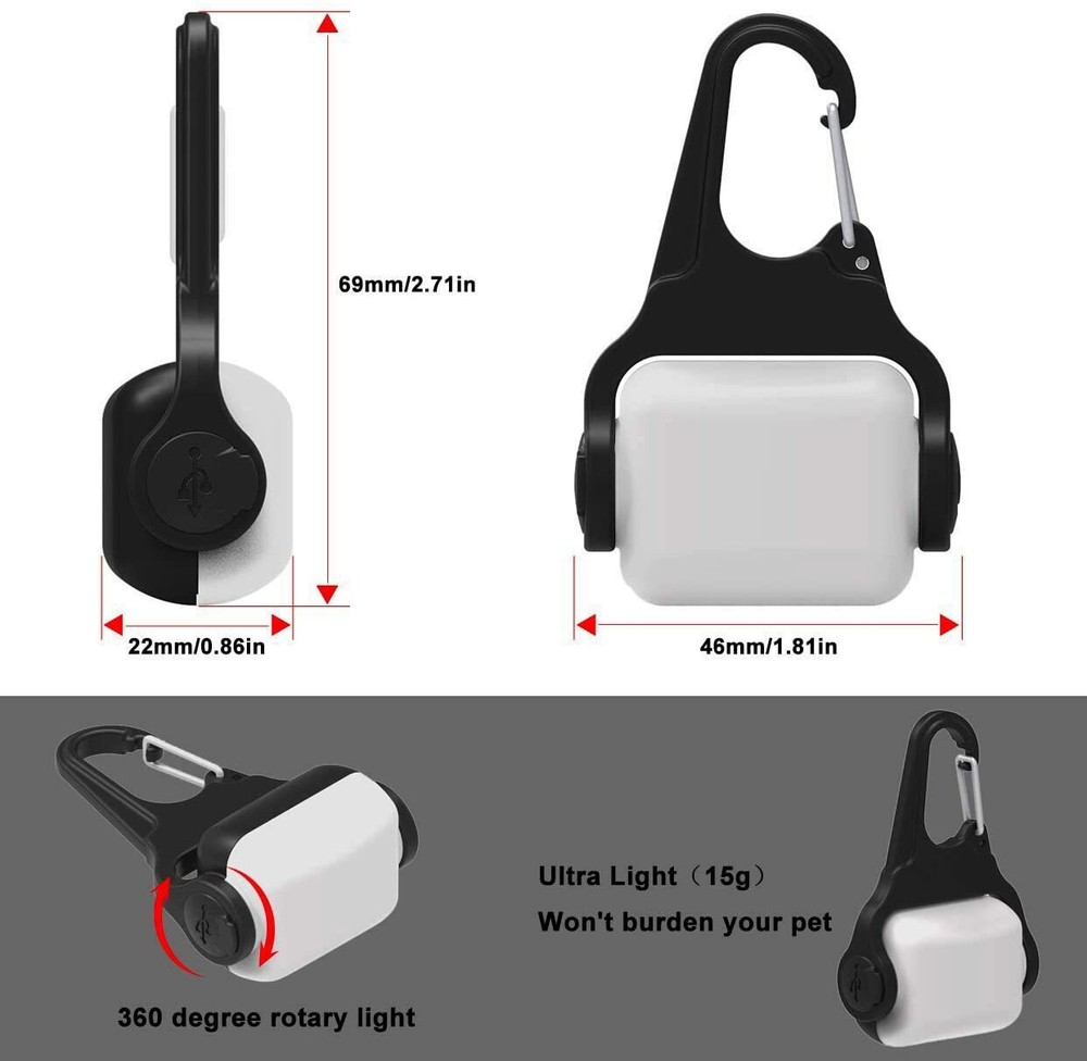 dog collar safety light, 2 pack