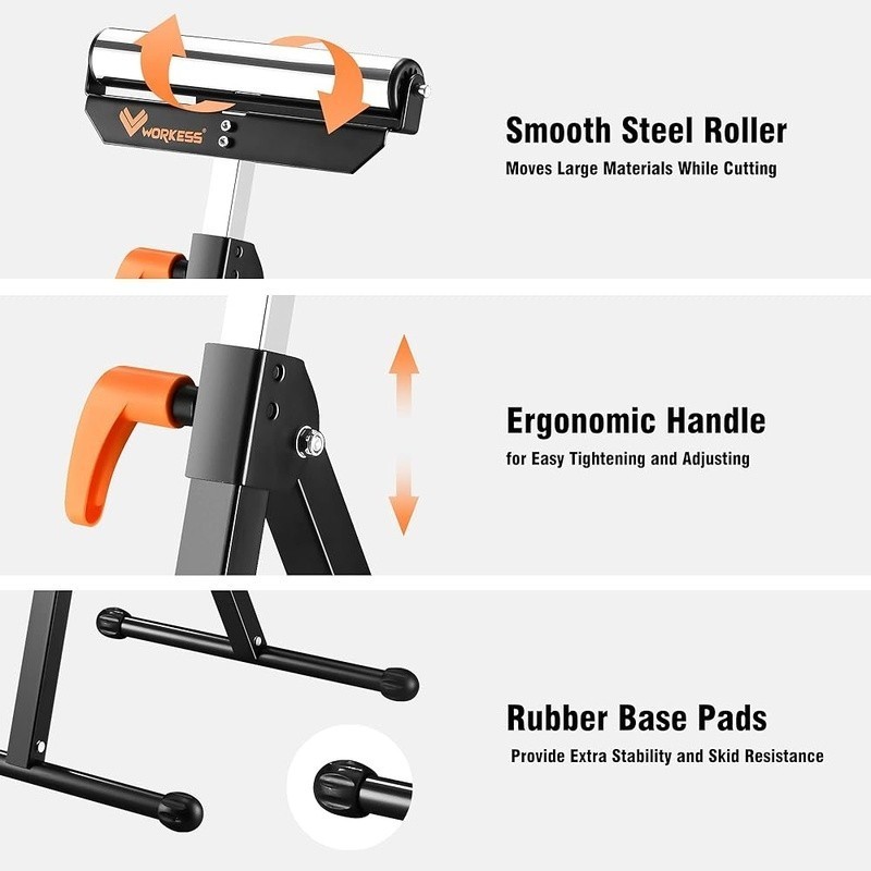 Durable Adjustable Roller Stand W/ Smooth Rollers Portable Folding Design New