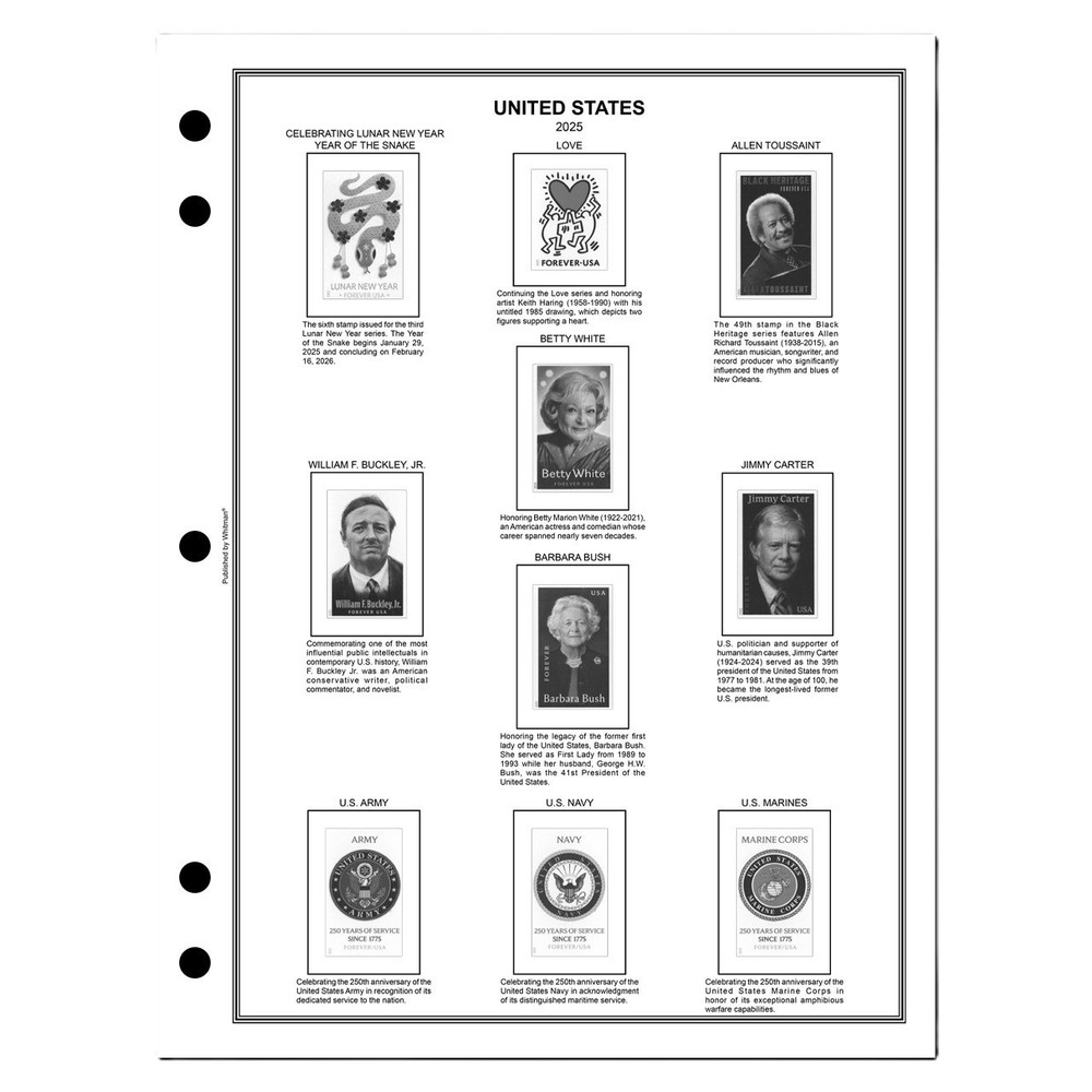 HE Harris 2025 US Liberty I Supplement Page For 2 Post / 3 Ring Stamp Album NEW