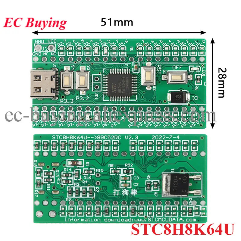 STC8H8K64U Demo Module, 32Bit, 64K, ISP STC8H8 Dev Board ISP