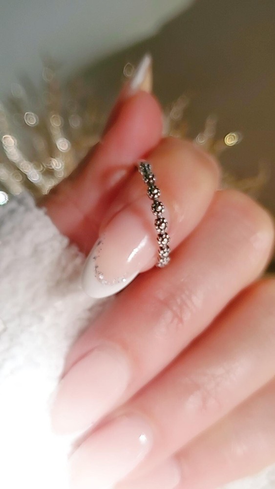 Minimalist Dainty Little Flowers Stackable Ring - Sterling Silver Women's Ring