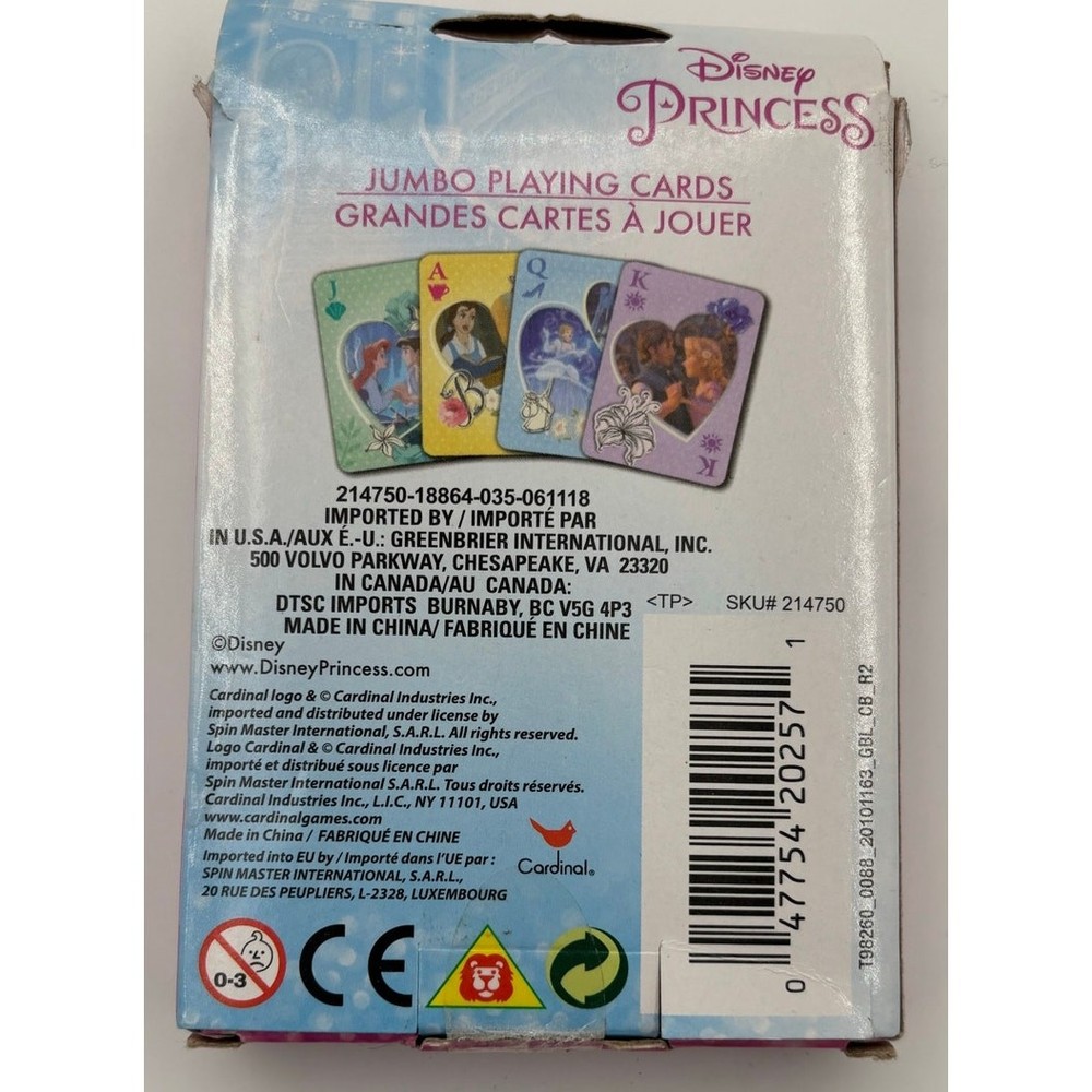 Disney Princess Jumbo Playing Cards Complete Set