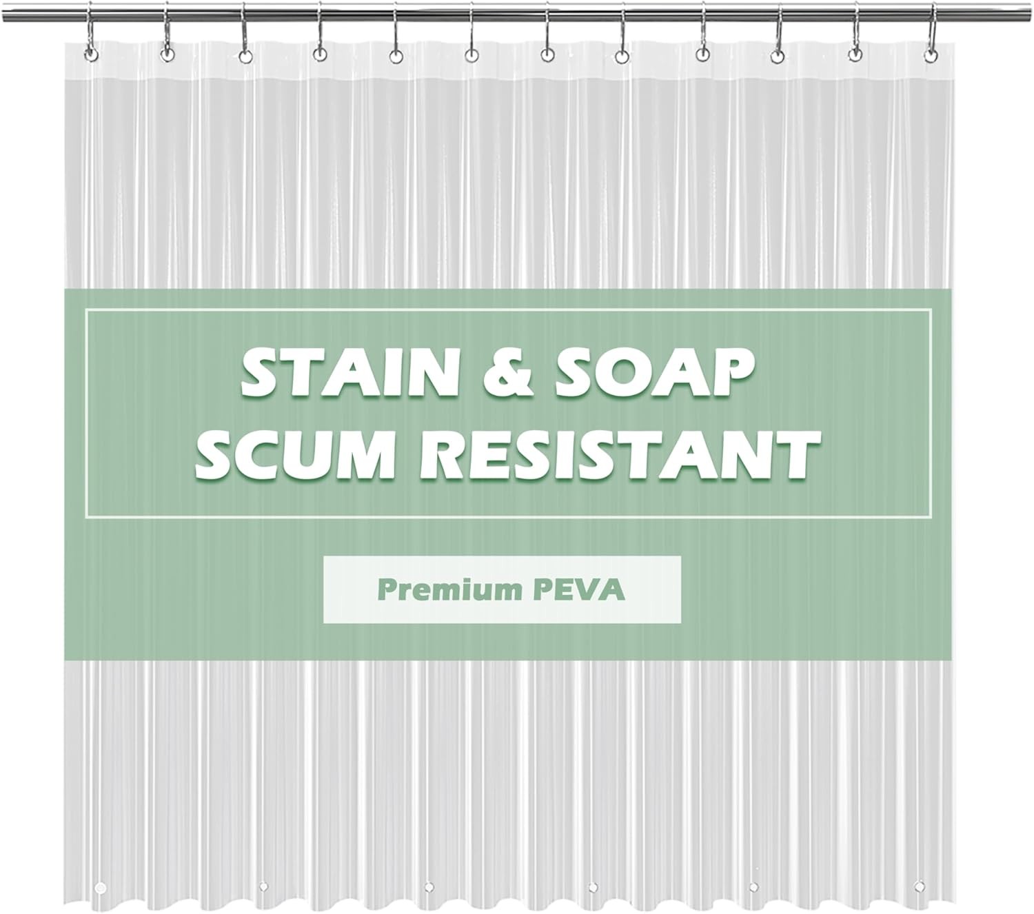 Clear Shower Curtain Liner Light Weight PEVA, Shower Liner 72x72 Inches, Waterpr