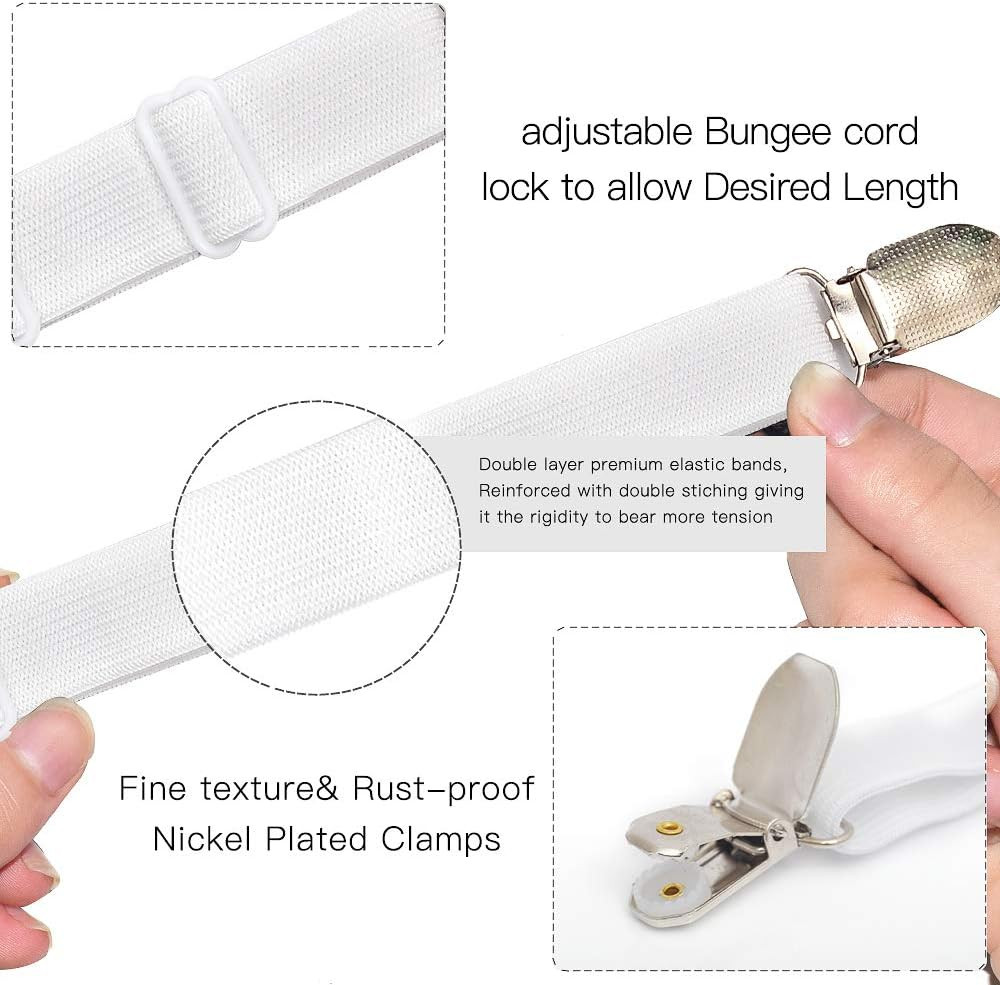 8 Pack Adjustable Bed Sheet Straps Elastic Corner Holders Clips for Sheets