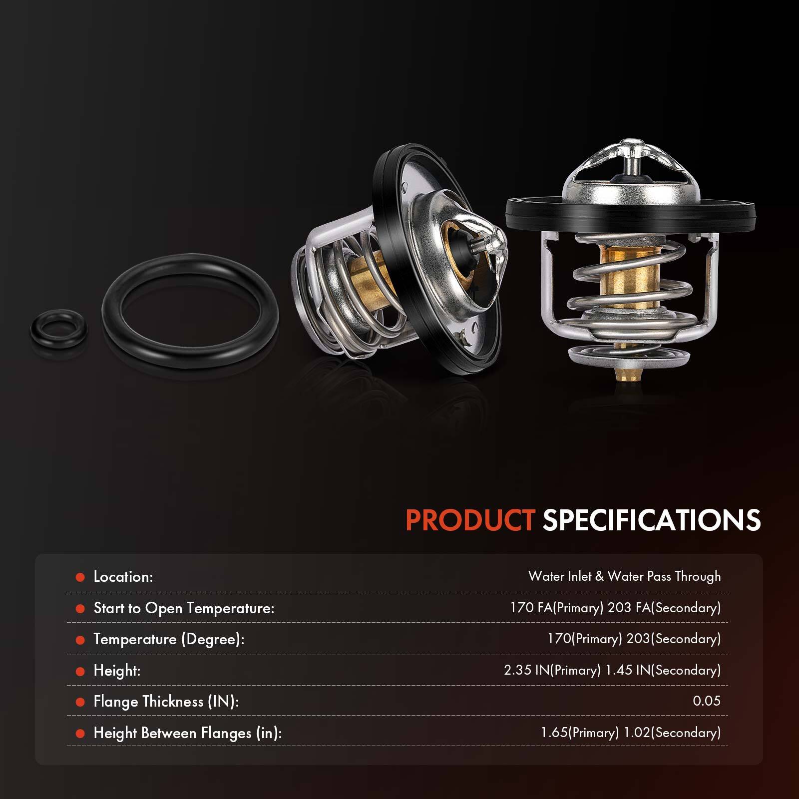 2x Engine Coolant Thermostat for Dodge Avenger 2008-2014 Jeep Compass 2007-2017