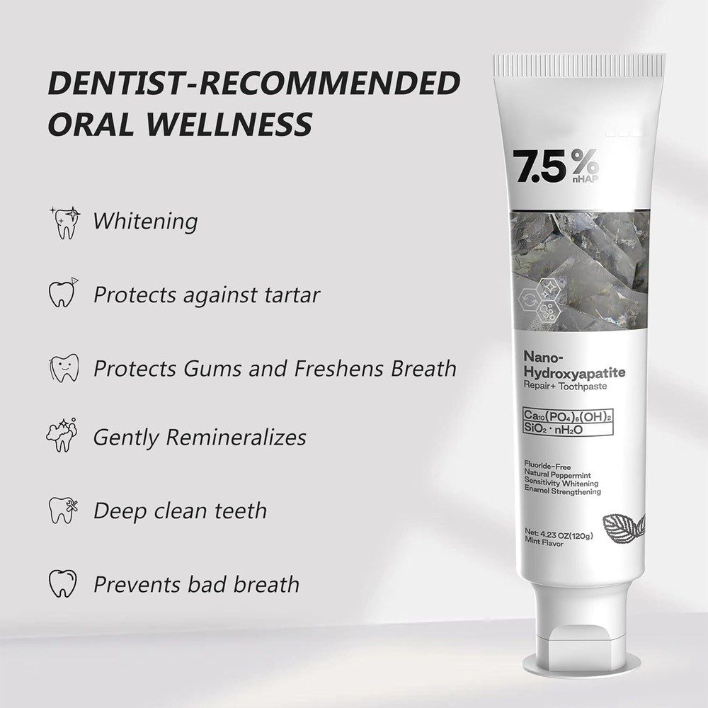 7.5% Hap Nano-Hydroxyapatite Toothpaste - Sensitivity Relief & Remineralize