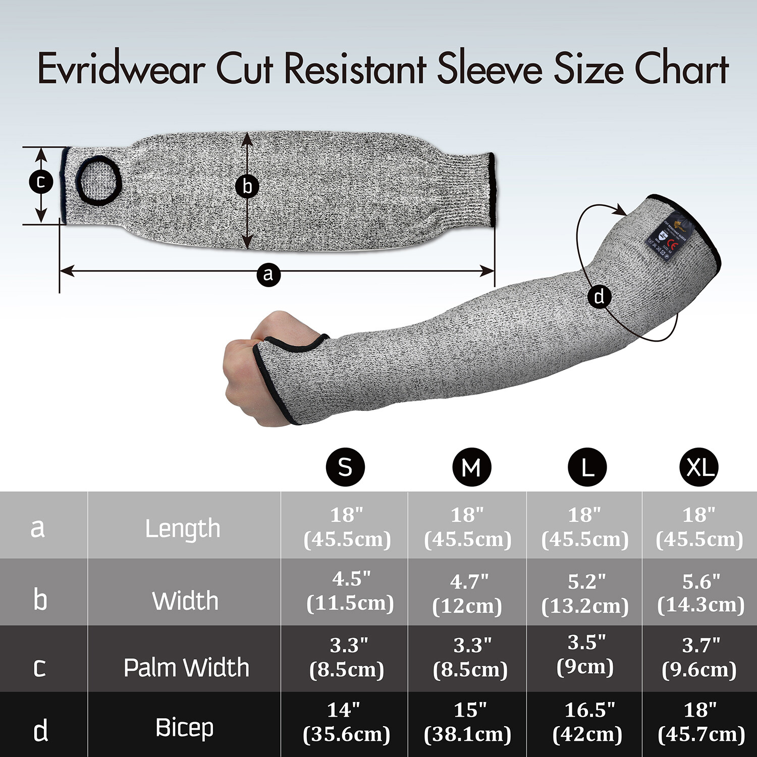 Evridwear Cut Resistant Sleeves with/without Thumb Hole for Work Preventing Stab