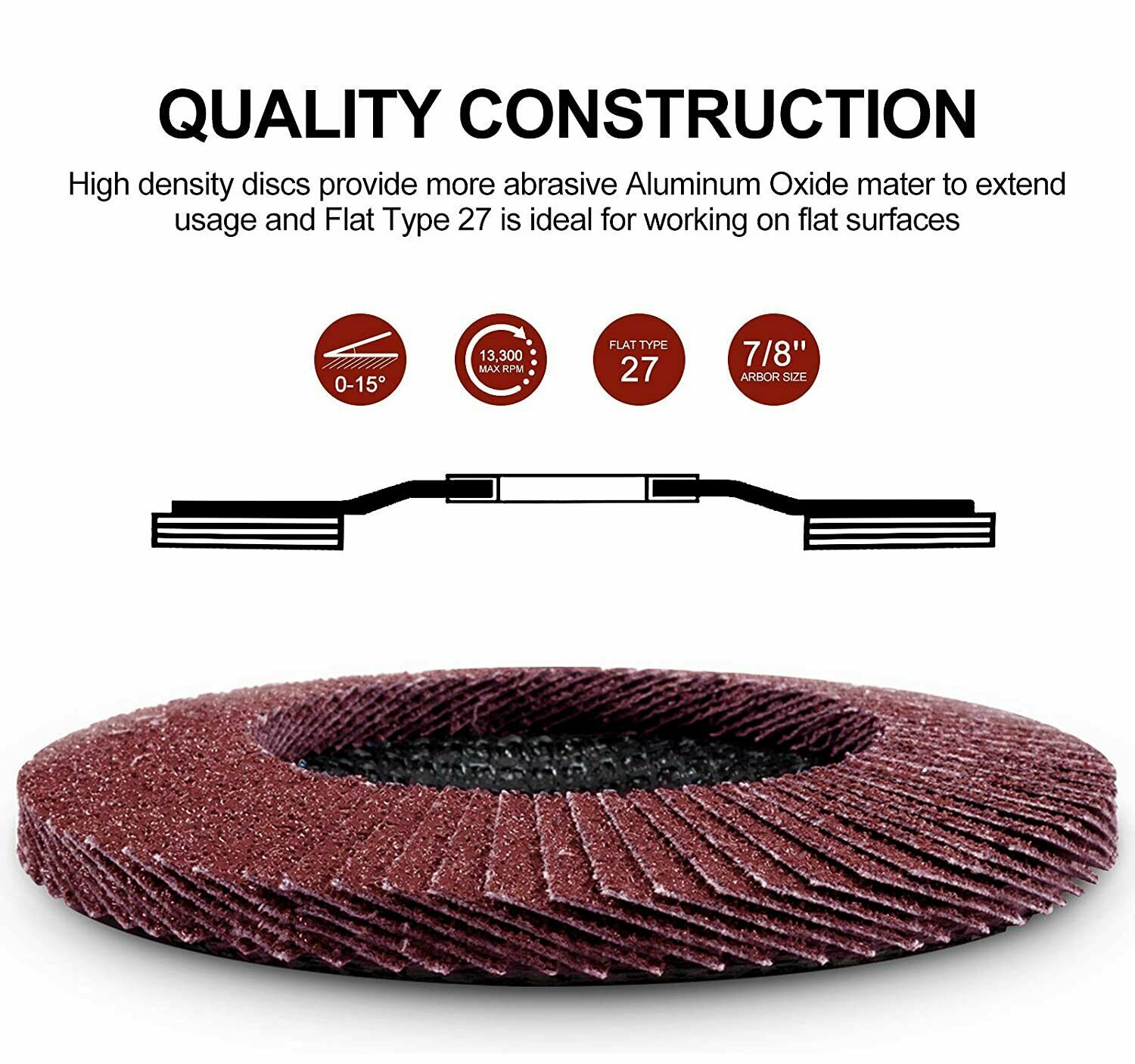 50PCS 4.5 x7/8" Flap Disc 4-1/2 60 Grit Angle Grinder Sanding Grinding Wheel T27