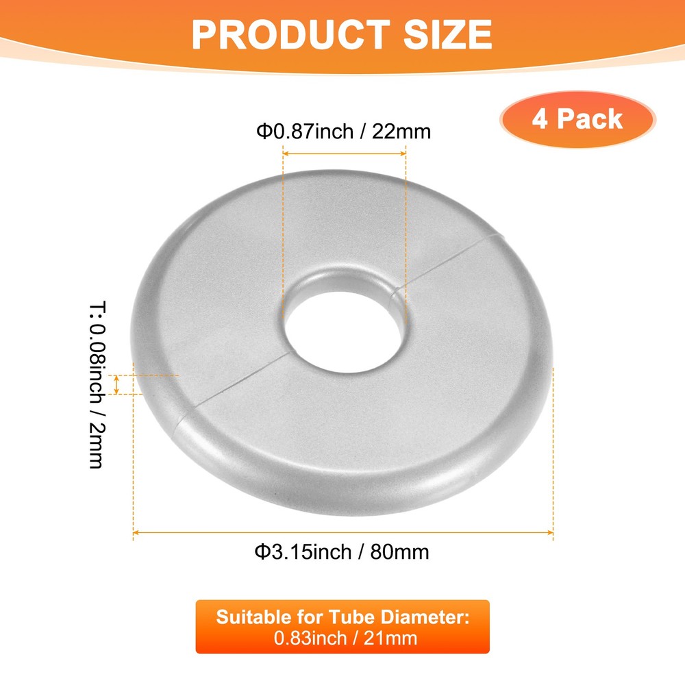 4pcs 22mm ID 80mm OD Round ABS Flanges for Silver Pipe