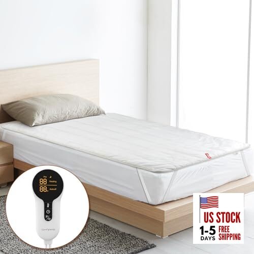 Heated Mattress Pad Twin Size, Foot Temp Diff Design & Preheat Function &