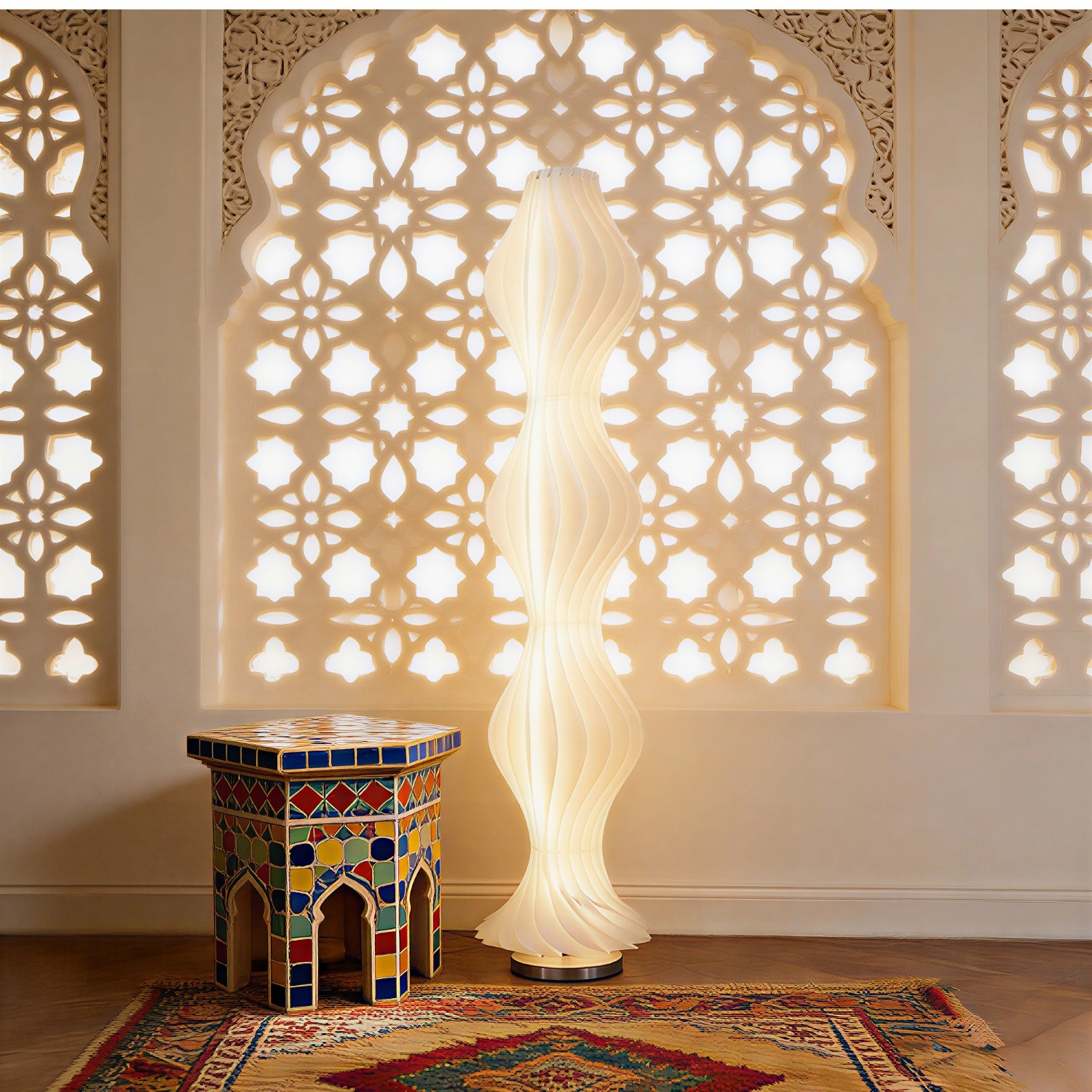 65" Modern Wavy LED Floor Lamp Dimmable Standing Light with Remote Control