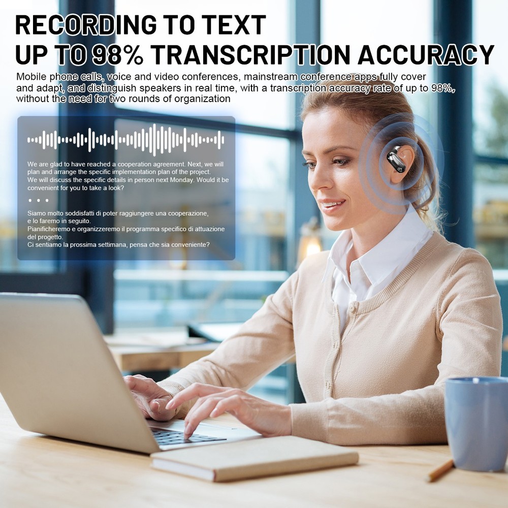 AI Language Translator Device Real-time Smart Instant Voice 133+ Languages Bone