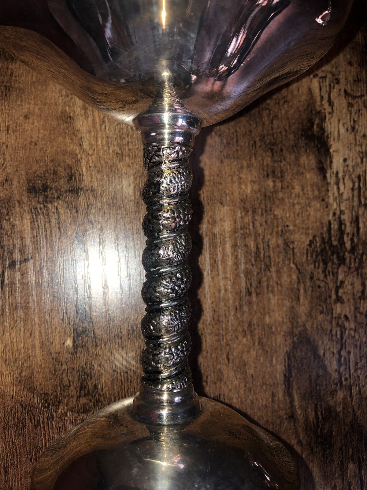 (12) Vintage Alfonso Lara Silverplate Wine Cups Goblets Spain Vine Twisted Stem