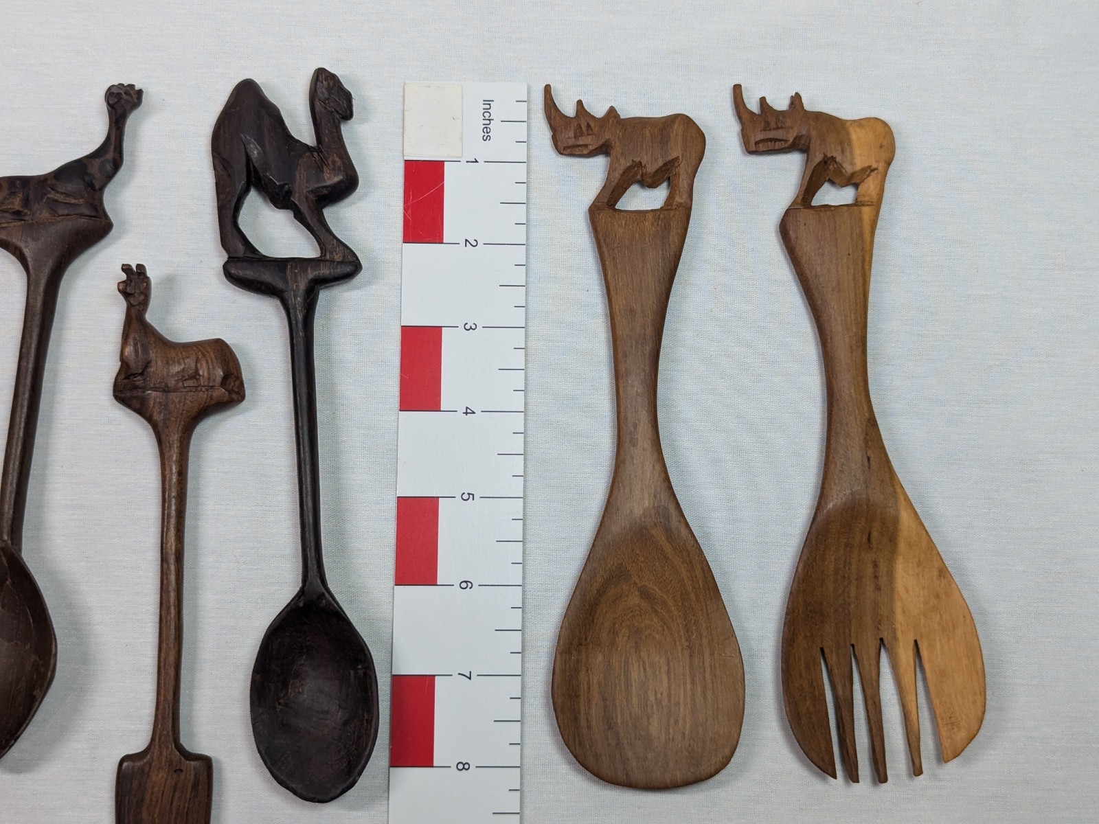 African Hand Made Carved Wooded Elephant Divided Bowl & Animal Serving Utensils