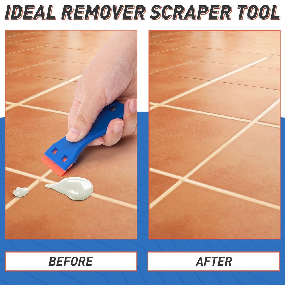 DIYSELF 2 Pack Plastic Razor Blade Scraper, Extra 100Pcs Blue