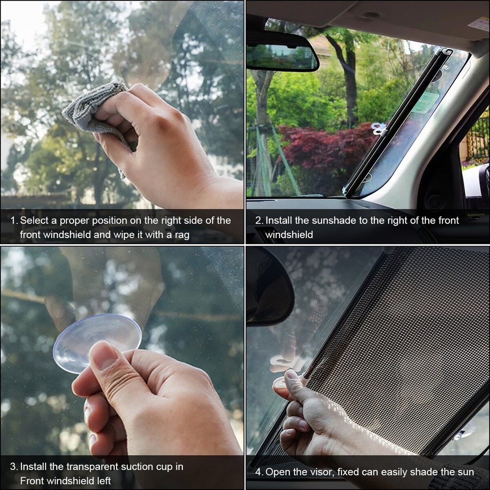 2-Pack Retractable Auto Sun Shade Cover Car Side Window Roller Visor Shield