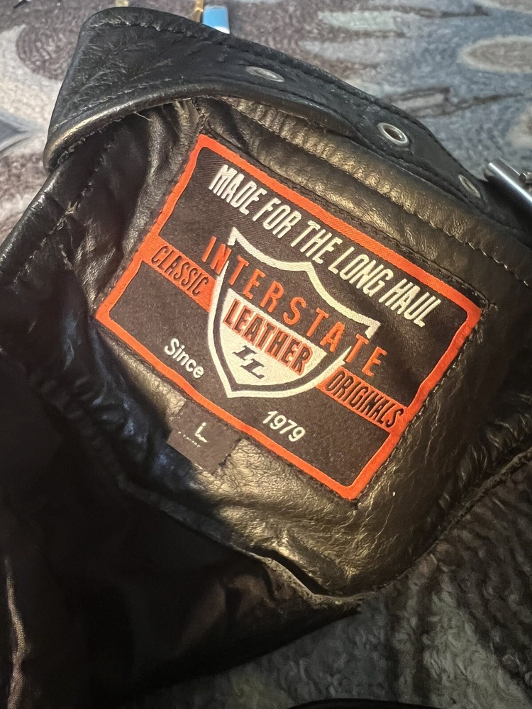 Interstate Leather Men's Leather Motorcycle Chaps Size Large Clean