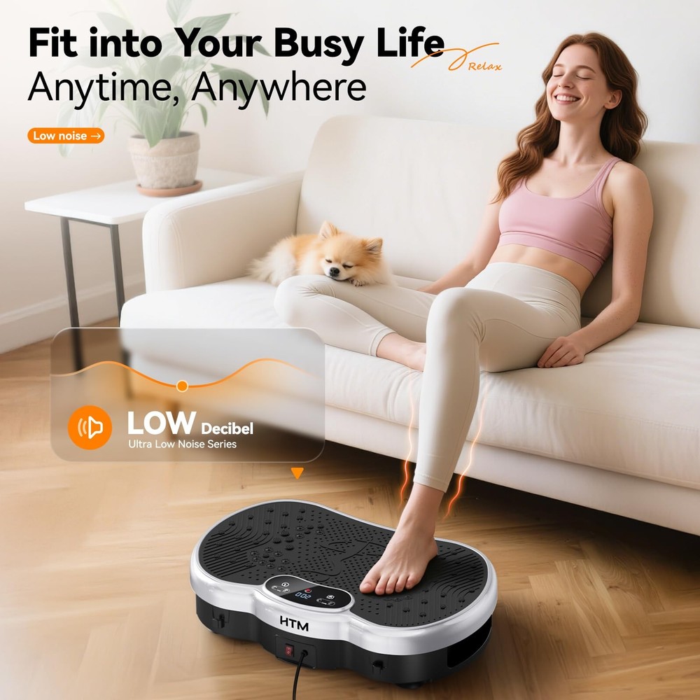 HTM Vibration Plate Exercise Machine - 300 lbs Weight Capacity, 120 Speed Lev...